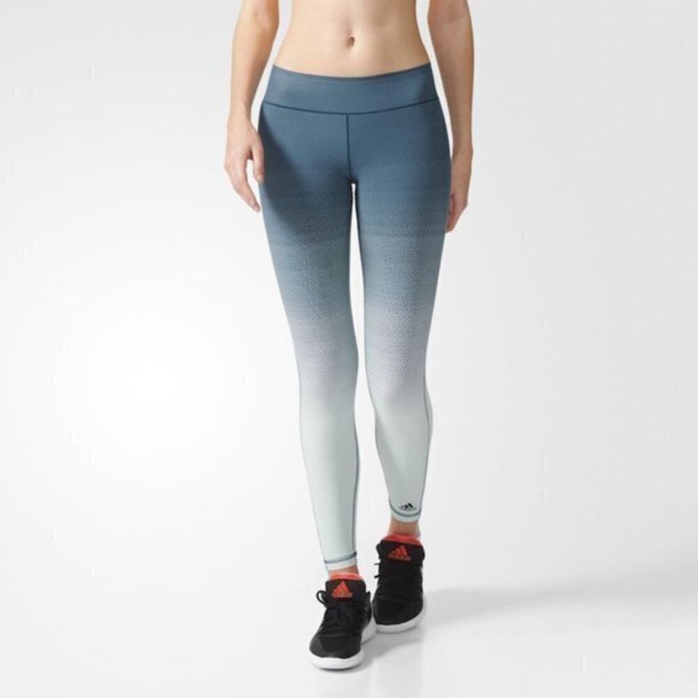 Adidas Womens Training Miracle Sculpting Tights‎ Blue/Utility Green Climalite S